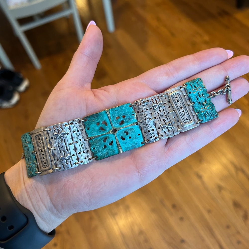 Silpada Sterling Silver and Turquoise Artifact Bracelet (Retired)